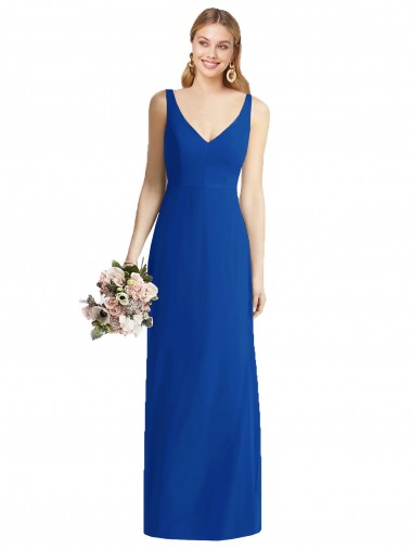 Bleu roi Sirène Sans bretelle Mousseline Longue Robes demoiselle d'honneur à Vendre
