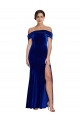 Bleu roi Sirène Épaule Dénudée Velours Stretch Longue Formelles Robes demoiselle d'honneur / Robes de soirée / Robes de bal à Vendre