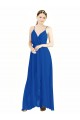 Bleu roi Trapèze Bretelles spaghetti Col V Mousseline Longue Robes demoiselle d'honneur à Vendre