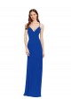 Bleu roi Trapèze Bretelles spaghetti Col V Mousseline Longue Robes demoiselle d'honneur à Vendre