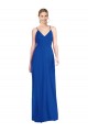Bleu roi Trapèze Bretelles spaghetti Col V Mousseline Longue Robes demoiselle d'honneur à Vendre