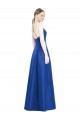 Bleu roi Trapèze Bretelles spaghetti Col V Satiné Longue Robes demoiselle d'honneur à Vendre