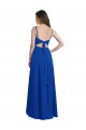 Bleu roi Trapèze Bretelles spaghetti Mousseline Longue Asymétrique Robes demoiselle d'honneur à Vendre