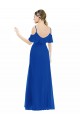 Bleu roi Trapèze Col V Mousseline Longue Asymétrique Robes demoiselle d'honneur à Vendre