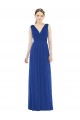 Bleu roi Trapèze Col V Mousseline Longue Robes demoiselle d'honneur à Vendre