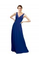 Bleu roi Trapèze Col V Mousseline Longue Robes demoiselle d'honneur à Vendre