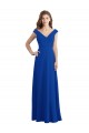 Bleu roi Trapèze Col V Mousseline Longue Robes demoiselle d'honneur à Vendre
