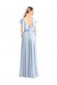 Bleu roi Trapèze Col V Mousseline Longue Robes demoiselle d'honneur à Vendre