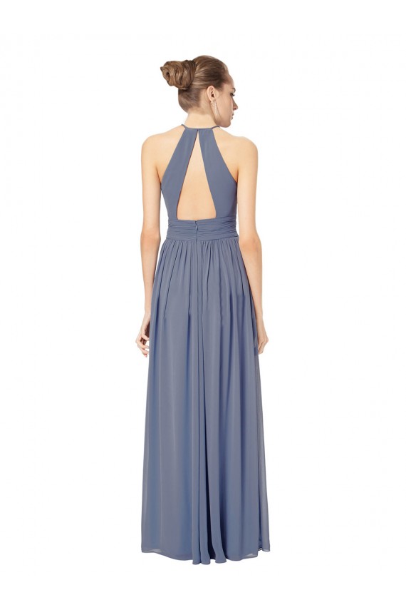 Bleu roi Trapèze Licou Mousseline Longue Robes demoiselle d'honneur à Vendre