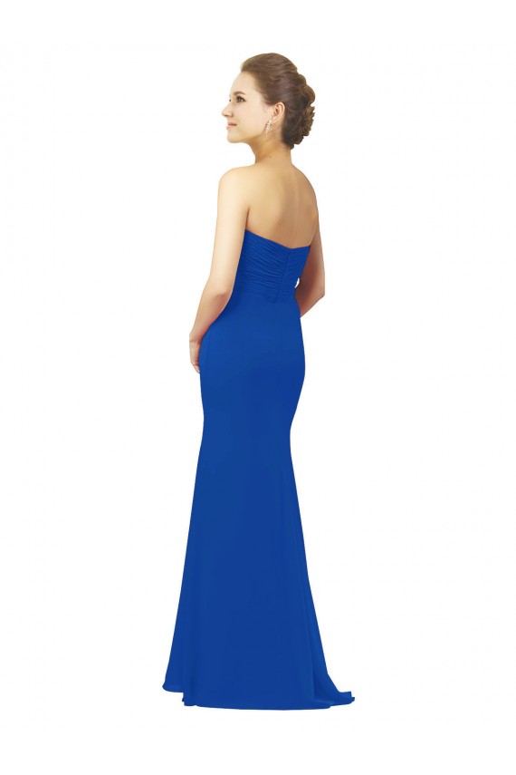 Bleu roi Trapèze Mousseline Longue Robes demoiselle d'honneur à Vendre