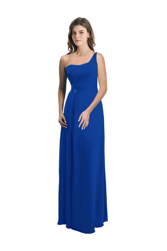 Bleu roi Trapèze Mousseline Longue Robes demoiselle d'honneur à Vendre