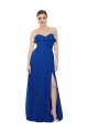 Bleu roi Trapèze Sans bretelle Mousseline Longue Robes demoiselle d'honneur à Vendre