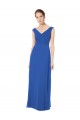 Bleu roi Trapèze Épaule Dénudée Col V Mousseline Longue Robes demoiselle d'honneur à Vendre