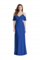 Bleu roi Trompette Bretelles spaghetti Col V Mousseline Longue Robes demoiselle d'honneur à Vendre
