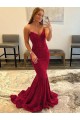 Bordeaux Fourreau Balayage train Paillettes Velours Longue Robes de bal à Vendre