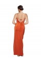 Rust Fourreau Bretelles spaghetti Balayage train Satiné Stretch Longue Formelles Robes demoiselle d'honneur / Robes de soirée / Robes de bal à Vendre