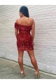 Bordeaux Fourreau Courte Paillettes Velours Courte Robes de bal à Vendre
