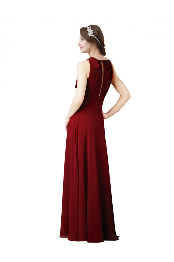 Bordeaux Fourreau Licou Mousseline Longue Robes demoiselle d'honneur à Vendre