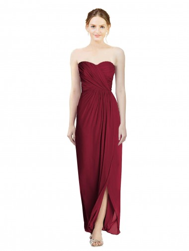Bordeaux Fourreau Mousseline Longue Robes demoiselle d'honneur à Vendre