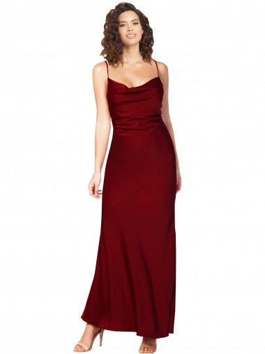 Bordeaux Fourreau Satiné Soyeux Longue Formelles Robes demoiselle d'honneur / Robes de soirée / Robes de bal à Vendre