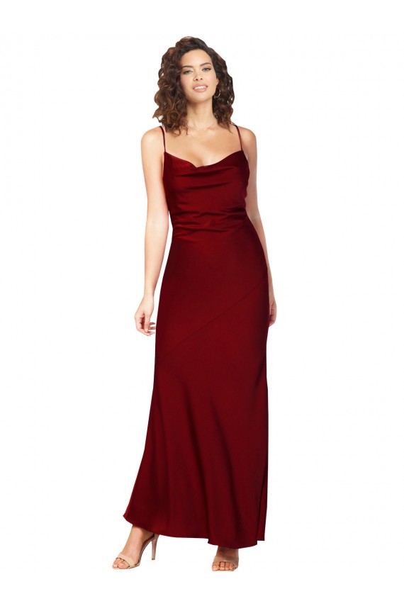 Bordeaux Fourreau Satiné Soyeux Longue Formelles Robes demoiselle d'honneur / Robes de soirée / Robes de bal à Vendre