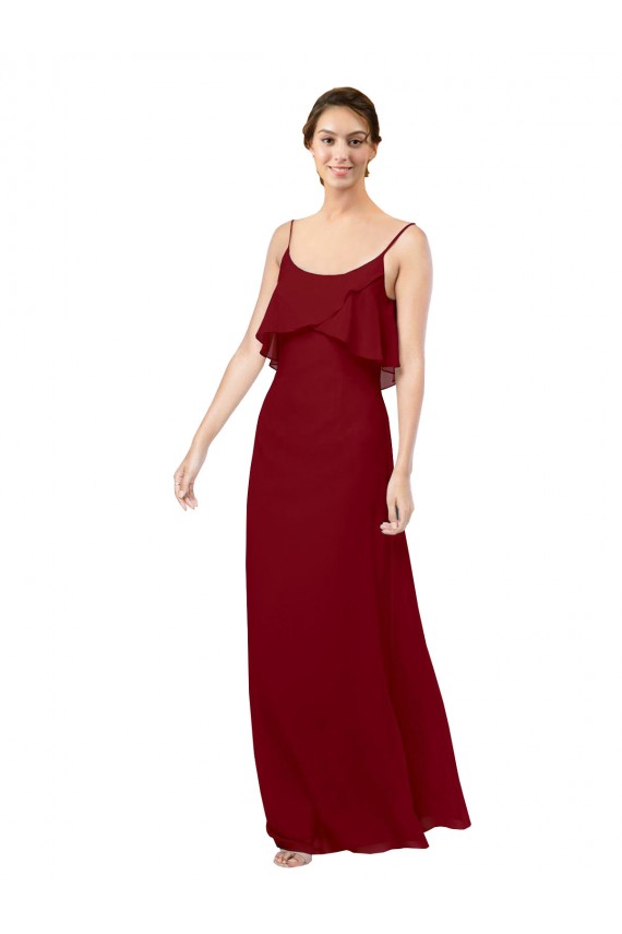Bordeaux Fourreau Scoop Mousseline Longue Robes demoiselle d'honneur à Vendre