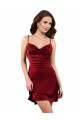 Bordeaux Fourreau midi Satiné Soyeux Courte Robes demoiselle d'honneur / Robes de soirée / Robes de cocktail à Vendre