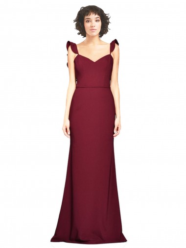 Bordeaux Sirène Sans bretelle Crêpe Stretch Longue Robes demoiselle d'honneur / Robes de bal à Vendre