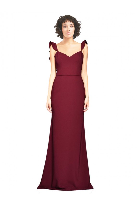 Bordeaux Sirène Sans bretelle Crêpe Stretch Longue Robes demoiselle d'honneur / Robes de bal à Vendre
