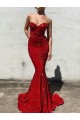 Bordeaux Sirène Traîne moyenne Paillettes Velours Longue Robes de bal à Vendre