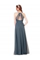 Bordeaux Trapèze Bretelles spaghetti Col V Tulle Longue Robes demoiselle d'honneur à Vendre