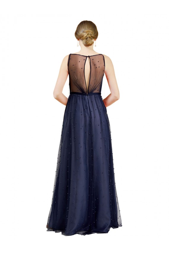 Bordeaux Trapèze Col Bateau Tulle Longue Robes demoiselle d'honneur à Vendre