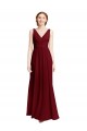 Bordeaux Trapèze Col V Mousseline Longue Robes demoiselle d'honneur à Vendre
