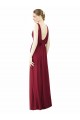 Bordeaux Trapèze Col V Mousseline Longue Robes demoiselle d'honneur à Vendre