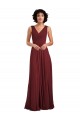 Bordeaux Trapèze Col V Mousseline Longue Robes demoiselle d'honneur à Vendre