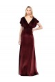 Bordeaux Trapèze Col V Velours Stretch Longue Robes demoiselle d'honneur / Robes de bal à Vendre