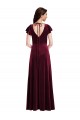 Bordeaux Trapèze Col V Velours Stretch Longue Robes demoiselle d'honneur / Robes de bal à Vendre