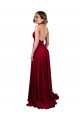 Bordeaux Trapèze Licou Col V Spandex Longue Formelles Robes demoiselle d'honneur / Robes de soirée / Robes de bal à Vendre