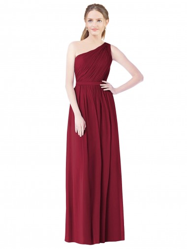 Bordeaux Trapèze Mousseline Longue Robes demoiselle d'honneur à Vendre