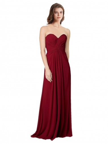 Bordeaux Trapèze Mousseline Longue Robes demoiselle d'honneur à Vendre