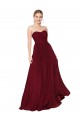 Bordeaux Trapèze Sans bretelle Mousseline Longue Formelles Robes demoiselle d'honneur / Robes de soirée / Robes de bal à Vendre