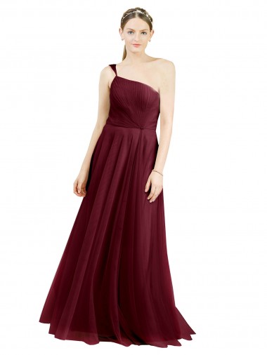 Bordeaux Trapèze Tulle Longue Robes demoiselle d'honneur à Vendre
