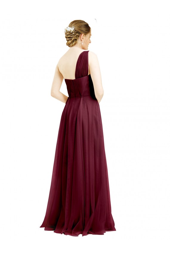 Bordeaux Trapèze Tulle Longue Robes demoiselle d'honneur à Vendre