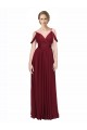 Bordeaux Trapèze Épaule Dénudée Bretelles spaghetti Mousseline Longue Robes demoiselle d'honneur à Vendre