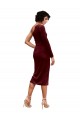 Bordeaux Trapèze midi Velours Stretch Courte Robes demoiselle d'honneur / Robes de bal à Vendre