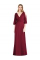 Bordeaux Trompette Col V Mousseline Longue Robes demoiselle d'honneur à Vendre