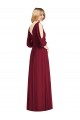 Bordeaux Trompette Col V Mousseline Longue Robes demoiselle d'honneur à Vendre