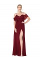 Bordeaux Trompette Épaule Dénudée Mousseline Longue Formelles Robes demoiselle d'honneur / Robes de soirée / Robes de bal à Vendre
