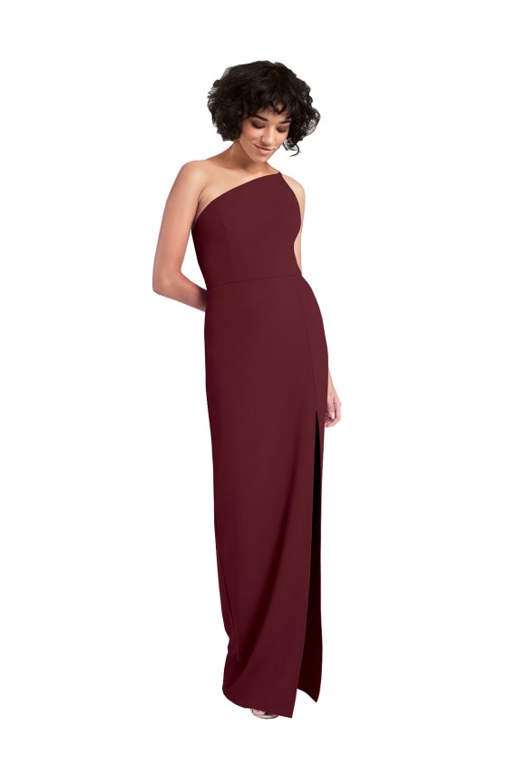 Bordeaux foncé Fourreau Crêpe Stretch Longue Formelles Robes demoiselle d'honneur / Robes de soirée / Robes de bal à Vendre
