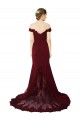 Bordeaux foncé Sirène Épaule Dénudée Balayage train Crêpe Stretch Dentelle Longue Formelles Robes demoiselle d'honneur / Robes de soirée / Robes de bal à Vendre